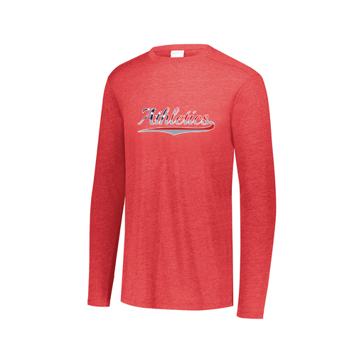 [FTLCUBRD-AXS-LOGO1] Decker Men's Tri-Blend T-Shirt - Long Sleeve (Adult XS, Red, Logo 1)